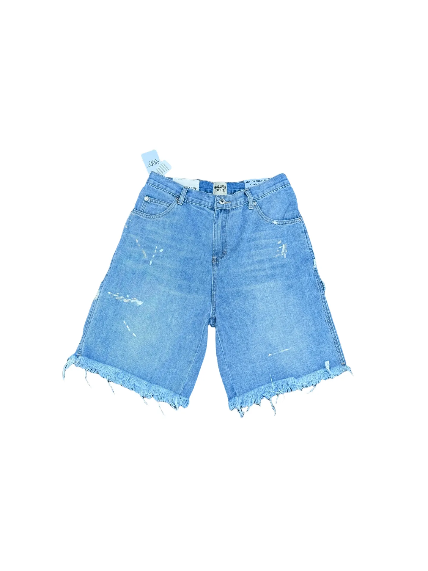 P200💰GD098 GALLERY DEPT splashing ink and paint destroying the edges, retro washed and distressed high street logging workwear denim shorts Workmanship: original accessories Customized original Logo buttons YKK zippers 6 complete labels Original hang tag Color: blue Size: S-XXL (28 30 32 34 36)